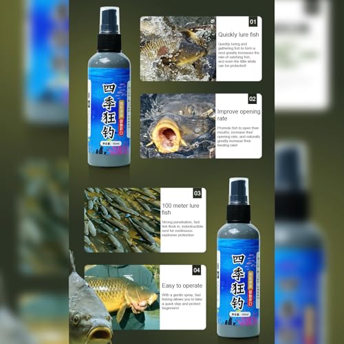 Fish Attractant Spray - Scented Fishing Lure Enhancer, Bass & Trout Bait Booster | High Concentrated Scent Fish Attractants Fishing Lures Baits, Effective Bait Fishing Agent for Trout Tilapia Shrimp