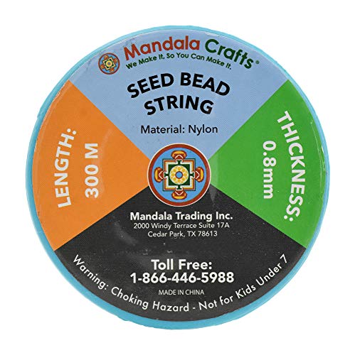 Mandala Crafts 0.8mm Clear String Seed Beads Monofilament Beading Thread | 328 Yds, Durable Invisible Wire, Strong Fishing Line, for Glass Beads, Hanging, Heavy Ornaments, Bracelets, Jewelry Making - size: 0.8mm 328 Yards