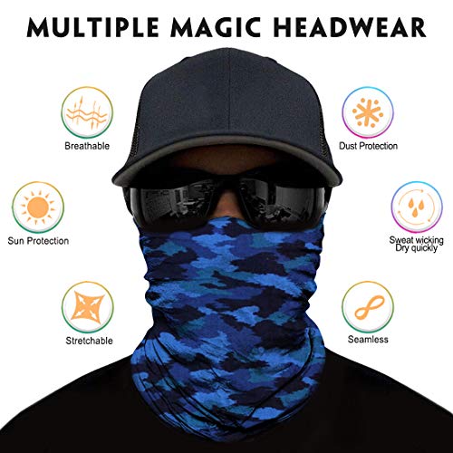 Venswell Neck Gaiter Face Mask Men Women,Seamless Bandana Rave Face Cover Scarf Mask,Balaclava,Headband, Head Wrap,Headwear - color: A-bright Camo