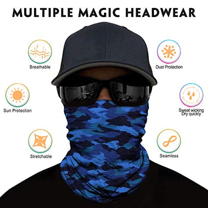 Venswell Neck Gaiter Face Mask Men Women,Seamless Bandana Rave Face Cover Scarf Mask,Balaclava,Headband, Head Wrap,Headwear - color: A-bright Camo