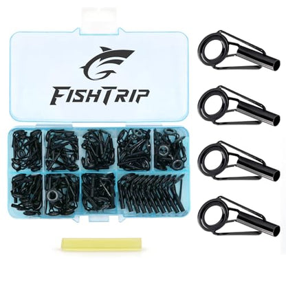 FishTrip Rod Tip Repair Kit, 20/60/70/90/230pcs Fishing Rod Tips Replacement Kit Stainless Steel Ceramic Guides Ring Fishing Pole Eyelets Repair Kit - color: B_90pcs