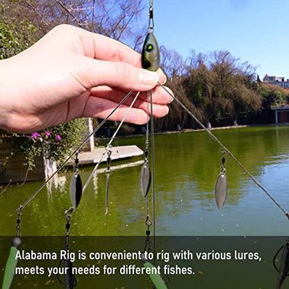 5 Arms Alabama Rigs for Bass Fishing, Swimbait Lure Kit Umbrella Rigs with 4 Willow Leaf Blades for Trout Salmon Freshwater Saltwater - color: 4 Blades-3pcs