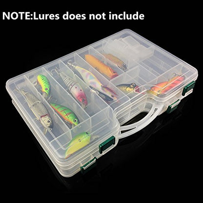 2 Sided Fishing Tackle Box, White | 44 Compartments, Large, Fishing Lure Storage, With Dividers