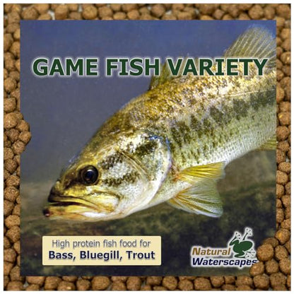 Natural Waterscapes Game Fish Food Variety | 40 lb Bulk Fish Food Pellets | Feed to Bass, Bluegill, Trout, Catfish, Tilapia