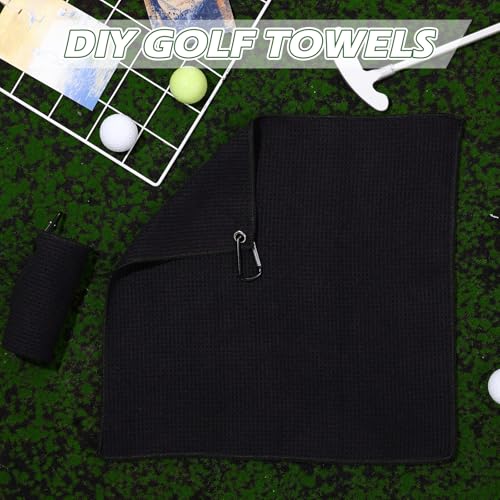 Batiyeer 30 Pcs Bulk Golf Towels for Golf Bags 16'' x 16'' Microfiber Fabric Golf Towel Waffle Pattern with Clip for Bags Men Mini Tournament Fitness Yoga Camping (Black) - color: Black