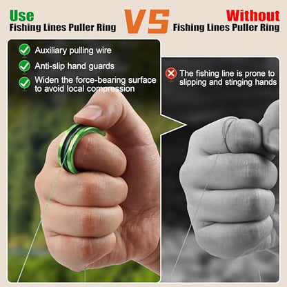 OROOTL Fishing Line Ring Knot Tying Tool, 2pcs Fishing Knot Tying Tool Alloy Line Dragger Tightener Ring FG GT Knot Puller PE Fishing Line Knotting Device Accessories for Saltwater Freshwater - color: Green-2pcs