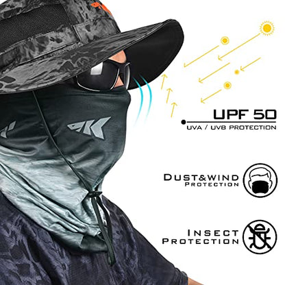 KastKing Sol Armis Neck Gaiter - UPF 50 Face Mask - UV Sun Protection Mask for Men & Women, Fishing, Hiking - color: B: Black Gray Fade (Size: 19"x9.5")