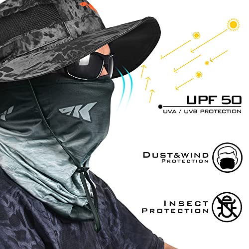 KastKing Sol Armis Neck Gaiter - UPF 50 Face Mask - UV Sun Protection Mask for Men & Women, Fishing, Hiking - color: B: Black Gray Fade (Size: 19"x9.5"), size: One Size