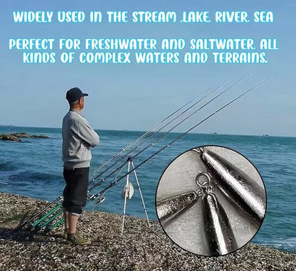 10PCS Fishing Weights Torpedo Sinkers Inline Trolling Sinkers Weights Kit Fishing Sinkers Catfishing Sinkers Saltwater Fishing Torpedo Weights Double Ring Sinkers - 1oz(30g) - size: 1.4oz(40g)-8 Pack
