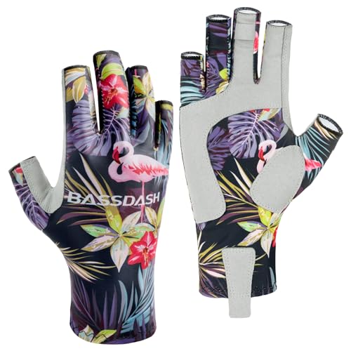 Bassdash ALTIMATE UPF 50+ Women’s Fishing Gloves UV Sun Protection Fingerless Gloves for Kayaking Paddling Hiking Cycling Driving Shooting Training - color: Flamingo, size: X-Small