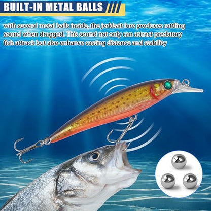 Jerkbait Minnow Fishing Lures Bass, Jerk Bait Bass Bait for Walleye Trout Pike Freshwater Surf Saltwater Fishing Lures - style: B-10pcs-4.5in/0.46oz
