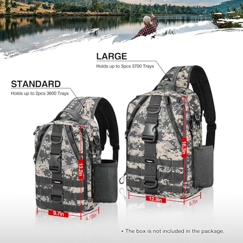 Piscifun Fishing Backpack with Rod Holder, Lightweight Sling Bag Storge Gear and Equipment - color: Digital Camouflage, size: Large, style: Latch
