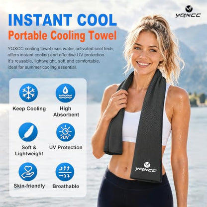 YQXCC 6 Pack Cooling Towels 40"x12", Cold Cool for Neck & Face | Cooling Neck Wraps, Soft Breathable Microfiber Chilly Towels, Ideal for Gym, Yoga, Golf, Running, Camping & Hot Weather - color: Dark Blue*2 + Light Gray*2 + Dark Gray*2