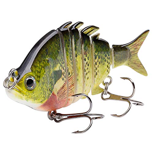 Bassdash SwimPanfish 0.34oz Hard Swimbaits Multi Jointed Topwater Trout Bass Fishing Crank Lure for Freshwater and Saltwater - color: Bluegill