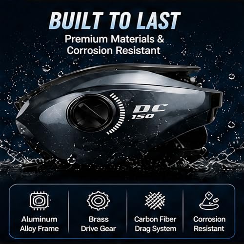 DC Baitcasting Reel with Smart Digital Brake, Anti-Backlash Fishing Reel with Signature DC Sound, Easy-Control 7.1:1 Baitcaster for Beginners & Bass Fishing