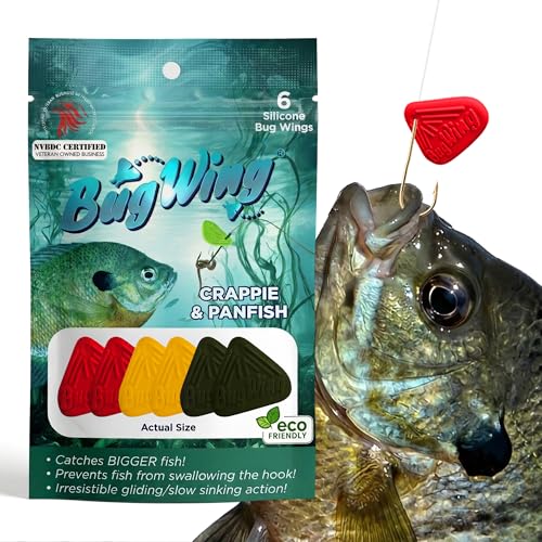 Panfish Lures 6PK | Prevents Swallowing The Hook | Easy Unhooking | Attracts Crappie, Sunfish, Bluegill, & Other Small Mouth Fish - color: Green Pumpkin, Red, Yellow