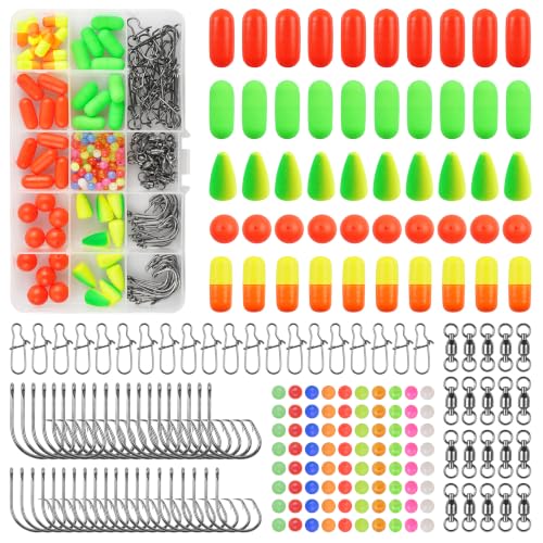 Pompano Rigs Making Kit Surf Fishing Rig Saltwater Fishing Accessories Bottom Rig Parts Pompano Snell Floats Fishing Beads Circle Hooks Fishing Swivels Duo Lock Snaps Pompano Rigs for Surf Fishing