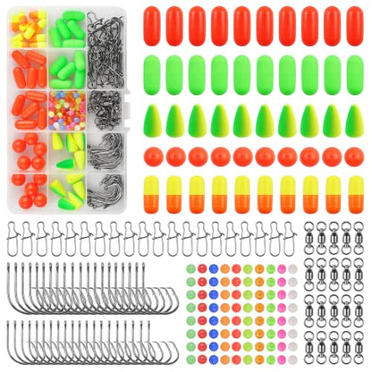 Pompano Rigs Making Kit Surf Fishing Rig Saltwater Fishing Accessories Bottom Rig Parts Pompano Snell Floats Fishing Beads Circle Hooks Fishing Swivels Duo Lock Snaps Pompano Rigs for Surf Fishing