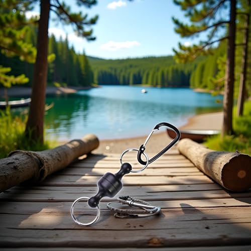 GANPUB Black Fishing Strongest Magnetic Net Release Magnet Clip Holder Retractor, Quick Release Keychain with Super Strong Magnet, Fly Fishing Magnetic Buckle Fishing Equipment,Accessories