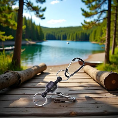 GANPUB Black Fishing Strongest Magnetic Net Release Magnet Clip Holder Retractor, Quick Release Keychain with Super Strong Magnet, Fly Fishing Magnetic Buckle Fishing Equipment,Accessories