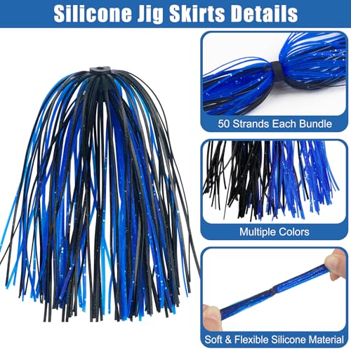 Spinner Bait Skirt Jig Skirts Replacement DIY Fishing Lure Making Supplies Soft Skirt for Spinnerbaits Bass Fishing Jigs Buzzbait Squid Jigs Fishing Lure Skirts 50 Strands - style: 24pcs