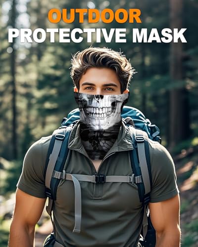 4Pack Neck Gaiter for Men Women Face Cover Mask Head Wrap Balaclava Headwear Bandana Headband Magic Scarf - color: A-bone Flag-3