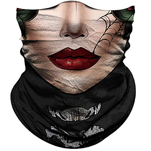 Obacle Skull Face Mask for Women Dust Wind Sun Protection Rave Festival Riding - color: Women Big Red Lip