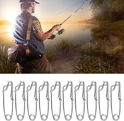 Dilwe Longline Snap Clip, 10Pcs 2.6X100mm Stainless Steel Long line Snap Clips Suitable for Long Line Fishing, Floats, Sharking, Tuna Fishing, Crabbing, Shrimping, etc