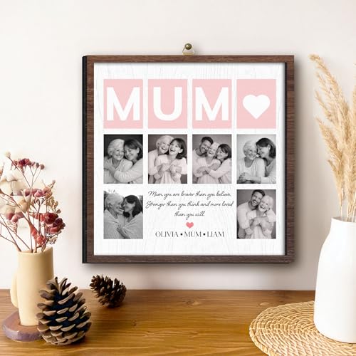 Personalized Mum Picture Wooden Frame, Custom Family Photo with Meaningful Quote & Names, Best Mother Ever Plaque Gifts for Mother's Day, Sentimental Gifts Ideas for Mom, Grandma, Nana, Women - color: 0. Mom-03