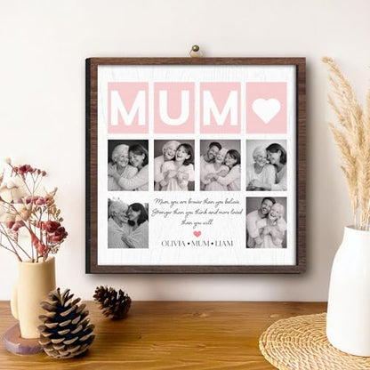 Personalized Mum Picture Wooden Frame, Custom Family Photo with Meaningful Quote & Names, Best Mother Ever Plaque Gifts for Mother's Day, Sentimental Gifts Ideas for Mom, Grandma, Nana, Women - color: 0. Mom-03
