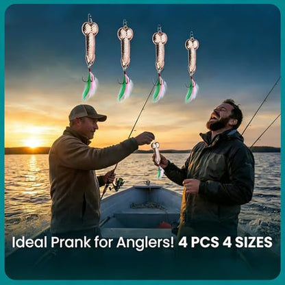 Gag Fishing Lures Set Metal Luminous Sequin Spoons Funny Top Water Bass Fishing Lures Fishermen Gear Spinner Baits Freshwater Saltwater Equipment Fishing Hook for Fishing Lover Men - color: Rose Gold