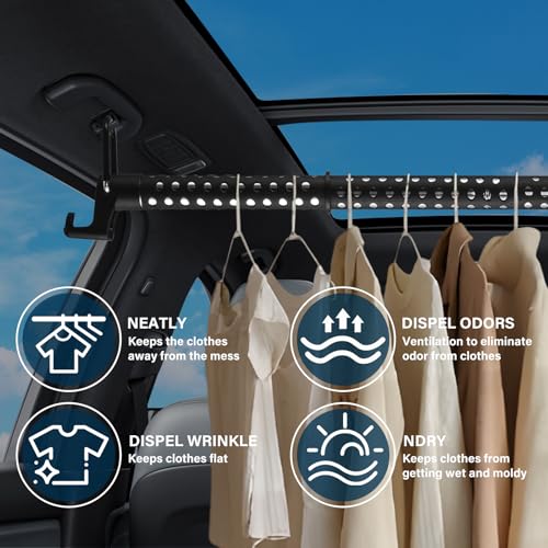 Car Clothes Hanger Bar Heavy Duty, Clothing Racks for Hanging Clothes in Car Telescoping 34-54inch Car Clothes Rack Suitable for Cars Trucks SUVs. (34-53inch) - size: 34-53inch