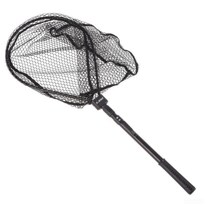 Quick Folding Fishing Landing Net with Rubber Mesh for Trout Catch and Release, Aluminum Alloy Frame, Collapsible Design, 31.9 Inch Total Length, Black