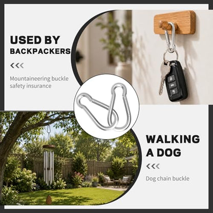 Carabiner, Heavy Duty Galvanized Steel Spring Snap Hook Carabiner Clips with 220LBS Holding Capacity, Ideal for Outdoor, Hammock, Swing and Travel (M5 2Inch, 10PCS) - size: 10PCS-M5, style: Silver