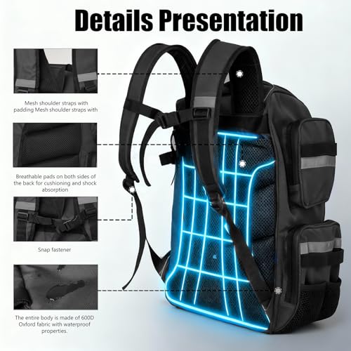 45L Fishing Tackle Backpack with Rod Holders, Waterproof Large Fishing Back Pack Storage Bags & Wraps Gear And Equipment for Men for Camping Hiking, Bottle Holder - color: Black
