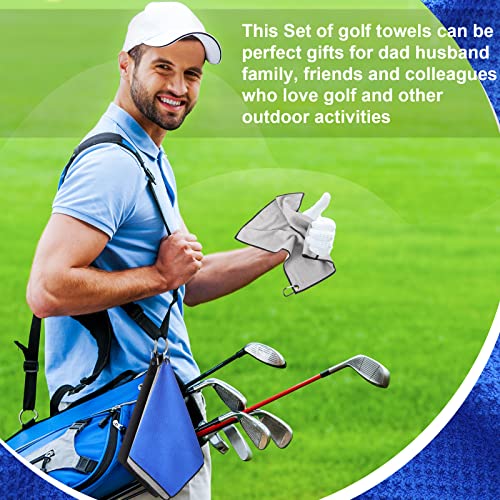 Batiyeer 12 Pcs Golf Towel Bulk for Golf Bags Microfiber Fabric Towel with Clip Waffle Pattern, Fitness, Camping, Hiking, Yoga - color: Black, Gray, Blue