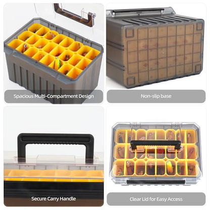 RUNCL Fishing Tackle Box with Clear Lid - Large-Capacity Multi-Slot Organizer, Rigid Hard Lure Organizer, Durable for Freshwater Bass & Saltwater Fishing - size: Small