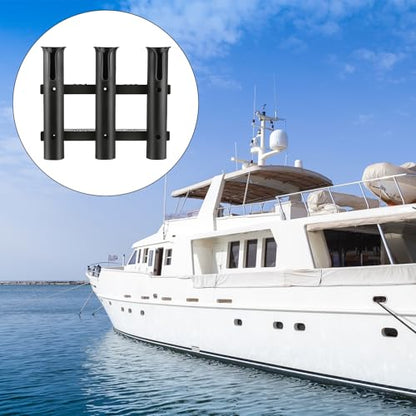 2Pcs Fishing Rod Holder Bracket Tube 3 Rod Rack Wall Mounted 10.63 Inch Fishing Pole Holders for Boats with Screws Nuts Side Mount for Boat Truck Kayak Garag