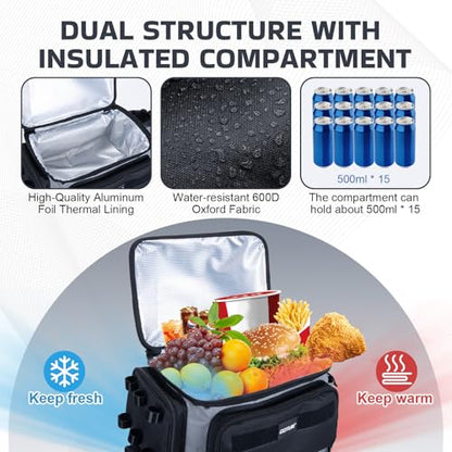 Goture Fishing Backpack with Cooler, 66L 600D Tackle Backpack with 3 Rod Holders, EVA Cover, Helmet Holder, Rain Cover, Saltwater Large Fishing Bag for Camping Hiking, Gear Storage Bag, Gifts for Men - color: A1:gray(without Tackle Box)