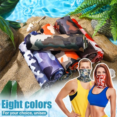 SATINIOR Summer Camo Neck Gaiter UV Protection Cooling Face Mask Sun Hood Bandanas for Men Women Sunscreen Breathable Bandana - style: Novel Camo