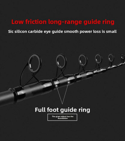 Telescopic Fishing Rod and Reel Combination, 240 Cm Carbon Fiber Rod, Adult Foldable Fishing Rod Suitable for Freshwater and Salt Water - color: Color guide ring