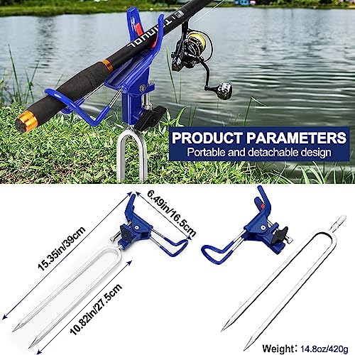 LBW Fishing Rod Holders for Bank - Fishing Pole Holders for Ground, Shore, Beach 360 Degree Adjustable Rod Holders 2 Pack