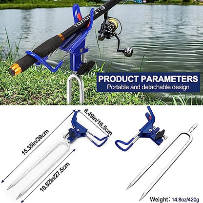 LBW Fishing Rod Holders for Bank - Fishing Pole Holders for Ground, Shore, Beach 360 Degree Adjustable Rod Holders 2 Pack