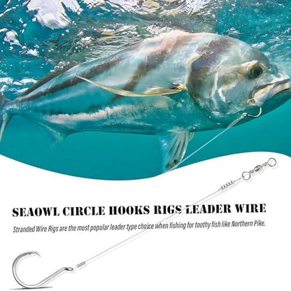YOTO Circle Hook Rigs, 25PCS Saltwater Steel Octopus Hooks with Leader Wire – Ready-to-Fish Setup for Catfish and Bass - color: 7/0-25pcs
