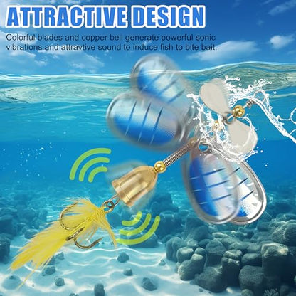 Fishing Lures Spinnerbait Kit Rooster Bait Tail Fishing Lures Inline Spinner Baits Bass Salmon Trout Spoon Hard Metal Spinnerbaits for Saltwater Freshwater - style: 20pcs Spinnerbaits Kit