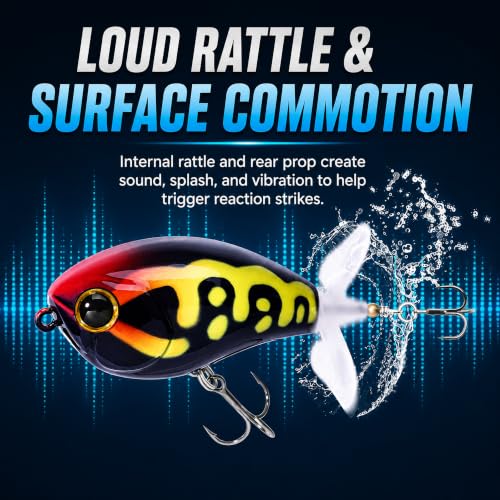 Top Water Lures, Floating Plopper Bait with BKK Hooks – Bass Fishing Lures for Trout, Pike & Other Freshwater & Saltwater Species – Great Fishing Gifts for Men - color: A1-3PCS,2.5in,0.4oz