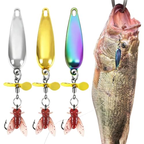 15 Pcs Trout Spoon Lures Spinnerbaits Fly Fishing Spinners Hand-Tied Spoons for Bass Pike Salmon Freshwater Saltwater