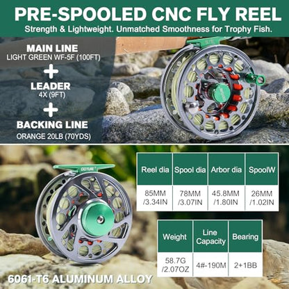 Goture Fly Fishing Rod and Reel Combo & Gear Bag, 9FT Fly Rod, Pre-Spooled Reel, Fly Line, Flies, Leader, Tippet, Forceps, Nipper and Complete Starter Kit - size: 5wt