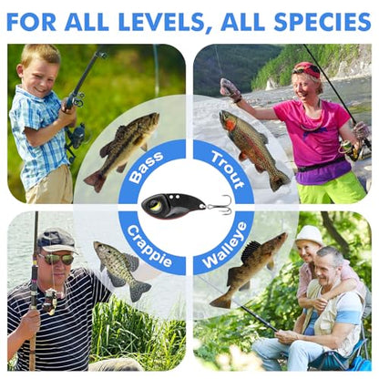 TRUSCEND Vibespinner Easy Catch Fishing Lures with BKK Hooks, Tail Spinner Baits with 4 Actions, Vibrating Swimming Flashing & Jigging for More Bites, Spoon Lures for Bass Trout Crappie Walleye Pike - color: C1-0.07oz-0.8"