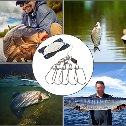 Live Fish Lock, Stainless Steel Buckle, 8m Wear Resistant Nylon Rope, Professional Gear Accessories for Big Catch, Quick Release Stringer for Kayak Fishing Gear - color: Black
